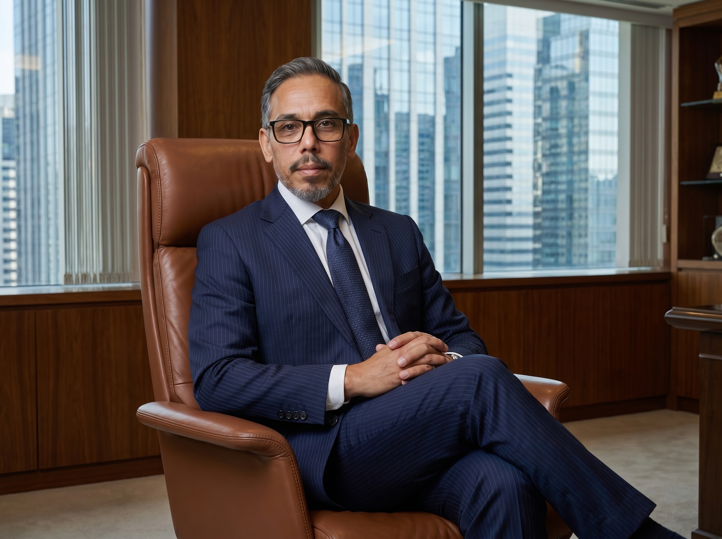 A business leader in a distinguished pose.